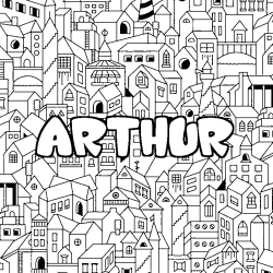 Coloración del nombre ARTHUR - decorado ciudad