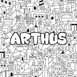 Coloración del nombre ARTHUS - decorado ciudad