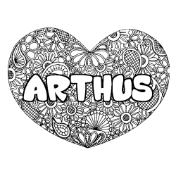 Coloración del nombre ARTHUS - decorado mandala de corazón