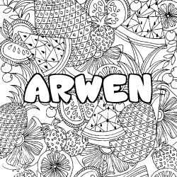 Coloración del nombre ARWEN - decorado mandala de frutas