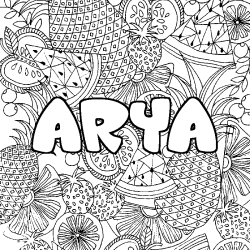 Coloración del nombre ARYA - decorado mandala de frutas