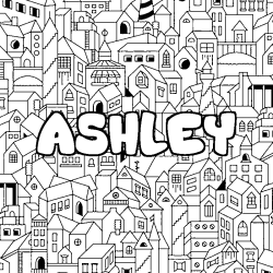 Coloración del nombre ASHLEY - decorado ciudad