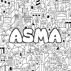 Dibujo para colorear ASMA - decorado ciudad