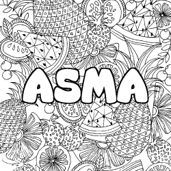 Coloración del nombre ASMA - decorado mandala de frutas