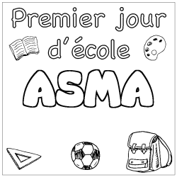 Dibujo para colorear ASMA - decorado primer d&iacute;a de escuela