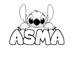 Coloración del nombre ASMA - decorado Stitch
