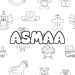 Coloración del nombre ASMAA - decorado juguetes