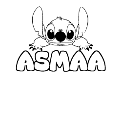 Coloración del nombre ASMAA - decorado Stitch