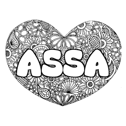 Coloración del nombre ASSA - decorado mandala de corazón
