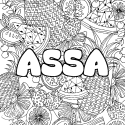 Coloración del nombre ASSA - decorado mandala de frutas
