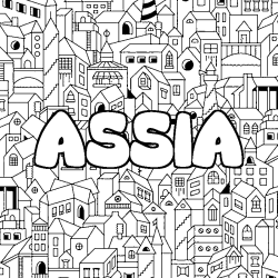 Coloración del nombre ASSIA - decorado ciudad