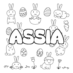 Coloración del nombre ASSIA - decorado Pascua