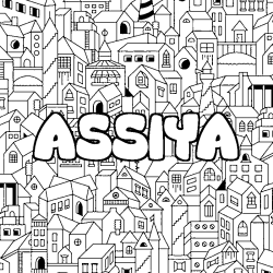 Coloración del nombre ASSIYA - decorado ciudad