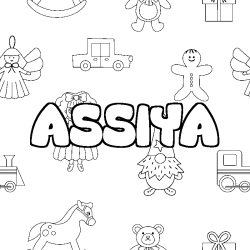 Dibujo para colorear ASSIYA - decorado juguetes