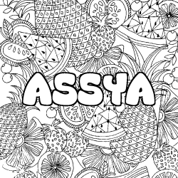 Coloración del nombre ASSYA - decorado mandala de frutas