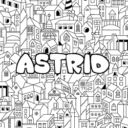 Coloración del nombre ASTRID - decorado ciudad
