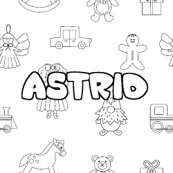Coloración del nombre ASTRID - decorado juguetes