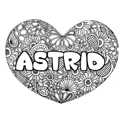 Dibujo para colorear ASTRID - decorado mandala de coraz&oacute;n