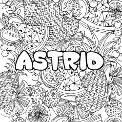 Coloración del nombre ASTRID - decorado mandala de frutas