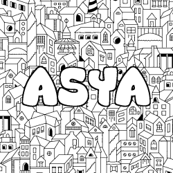 Coloración del nombre ASYA - decorado ciudad