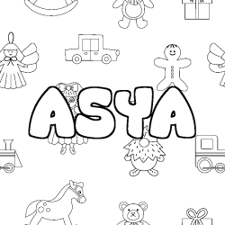 Coloración del nombre ASYA - decorado juguetes