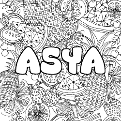 Dibujo para colorear ASYA - decorado mandala de frutas