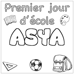 Dibujo para colorear ASYA - decorado primer d&iacute;a de escuela