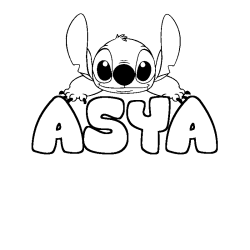 Coloración del nombre ASYA - decorado Stitch