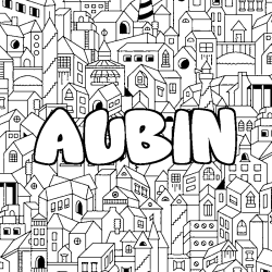 Coloración del nombre AUBIN - decorado ciudad