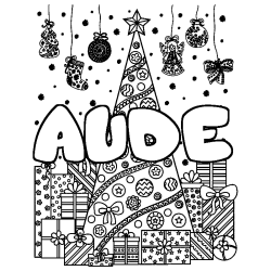 Dibujo para colorear AUDE - decorado &aacute;rbol de Navidad y regalos