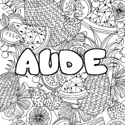 Coloración del nombre AUDE - decorado mandala de frutas