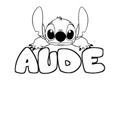 Coloración del nombre AUDE - decorado Stitch