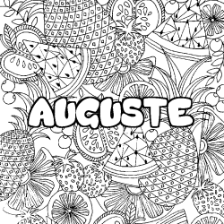 Coloración del nombre AUGUSTE - decorado mandala de frutas