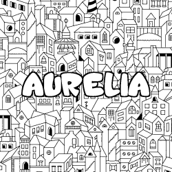 Coloración del nombre AURELIA - decorado ciudad