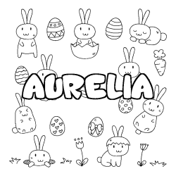Coloración del nombre AURELIA - decorado Pascua