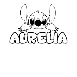 Coloración del nombre AURELIA - decorado Stitch