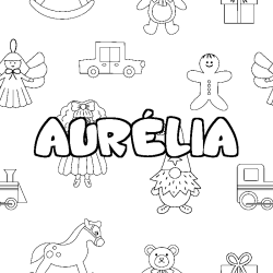 Coloración del nombre AURÉLIA - decorado juguetes