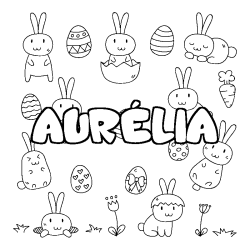 Coloración del nombre AURÉLIA - decorado Pascua