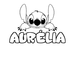 Coloración del nombre AURÉLIA - decorado Stitch