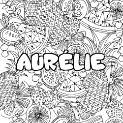Coloración del nombre AURÉLIE - decorado mandala de frutas