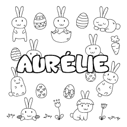 Coloración del nombre AURÉLIE - decorado Pascua