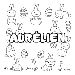 Coloración del nombre AURÉLIEN - decorado Pascua