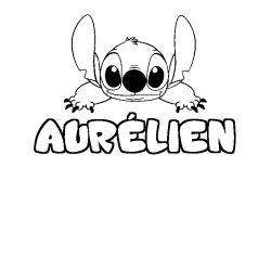 Coloración del nombre AURÉLIEN - decorado Stitch