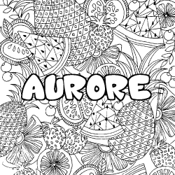 Coloración del nombre AURORE - decorado mandala de frutas