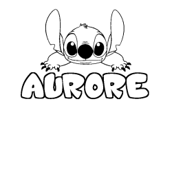 Coloración del nombre AURORE - decorado Stitch