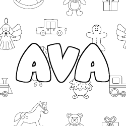 Coloración del nombre AVA - decorado juguetes