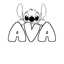 Coloración del nombre AVA - decorado Stitch