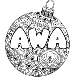Coloración del nombre AWA - decorado bola de Navidad