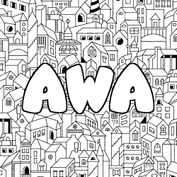 Coloración del nombre AWA - decorado ciudad