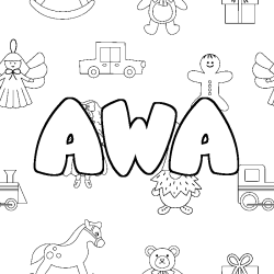 Coloración del nombre AWA - decorado juguetes
